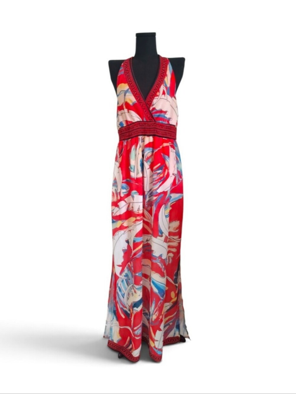 Jealous Tomato Tropical Print Halter Maxi Dress